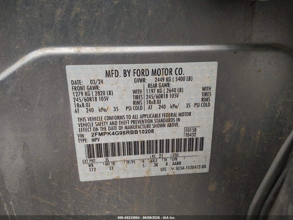 2FMPK4G98RBB10208 2024 FORD EDGE photo no. 9