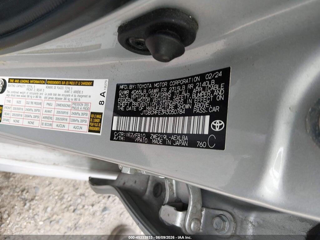JTDBCMFE3R3050784 2024 TOYOTA COROLLA photo no. 9