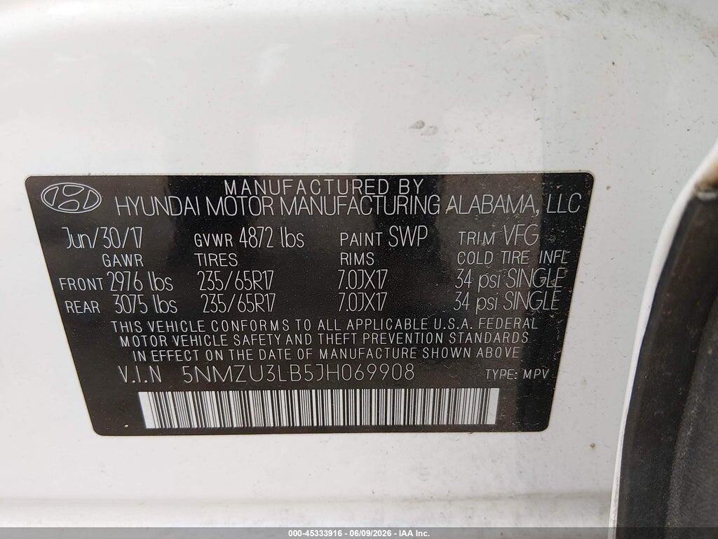 5NMZU3LB5JH069908 2018 HYUNDAI SANTA FE SPORT photo no. 9
