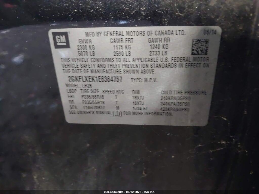 2GKFLXEK1E6364757 2014 GMC TERRAIN photo no. 9