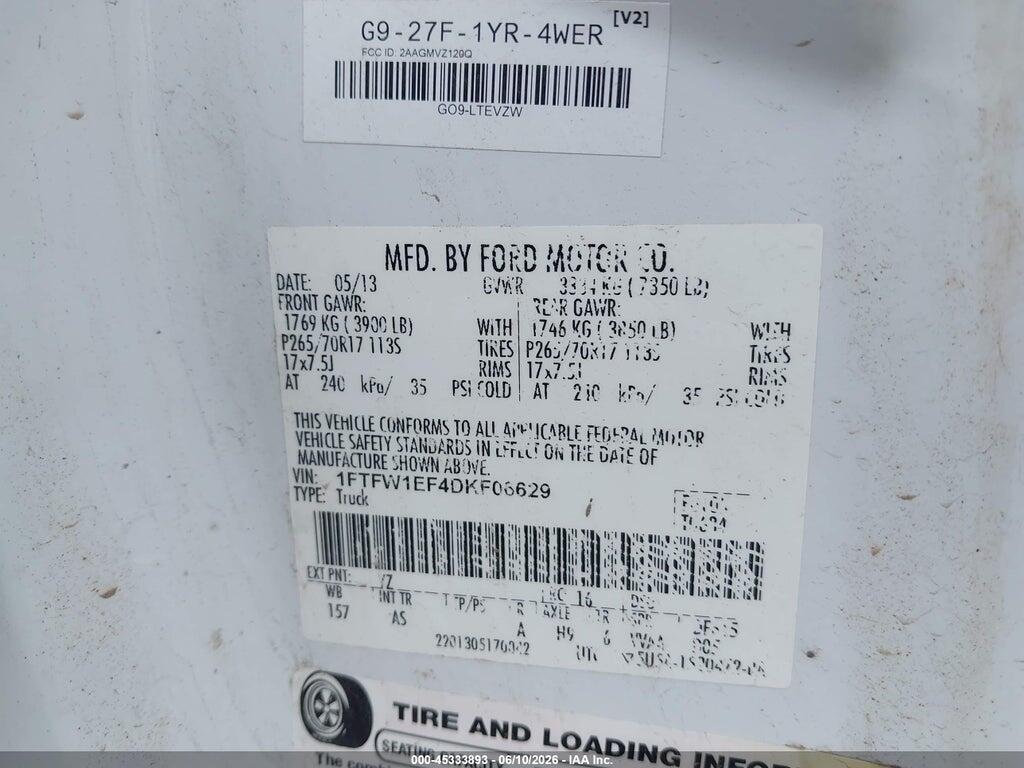 1FTFW1EF4DKF06629 2013 FORD F-150 photo no. 9