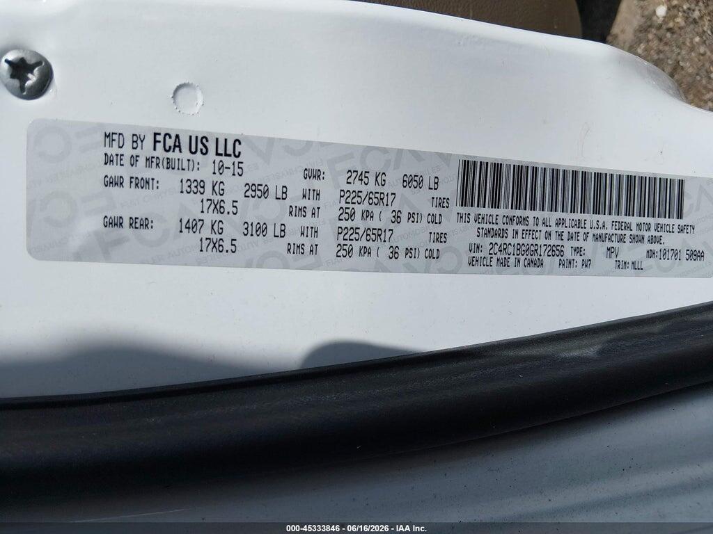 2C4RC1BG0GR172656 2016 CHRYSLER TOWN & COUNTRY photo no. 9