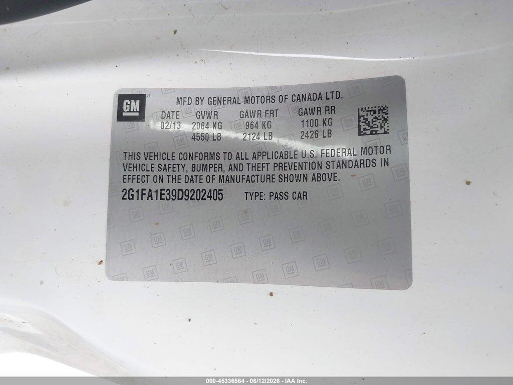 2G1FA1E39D9202405 2013 CHEVROLET CAMARO photo no. 9