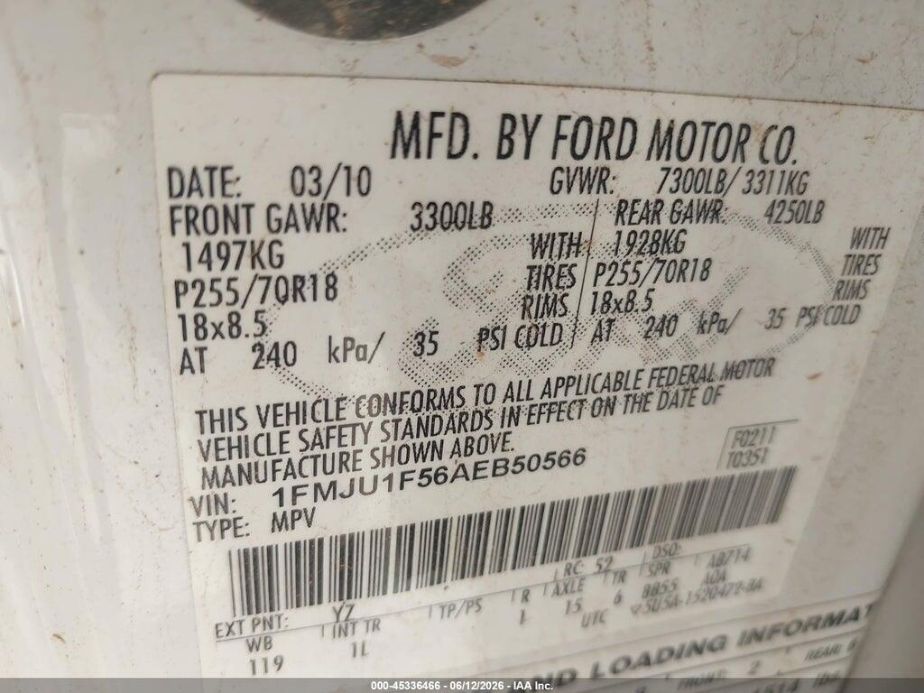 1FMJU1F56AEB50566 2010 FORD EXPEDITION photo no. 9