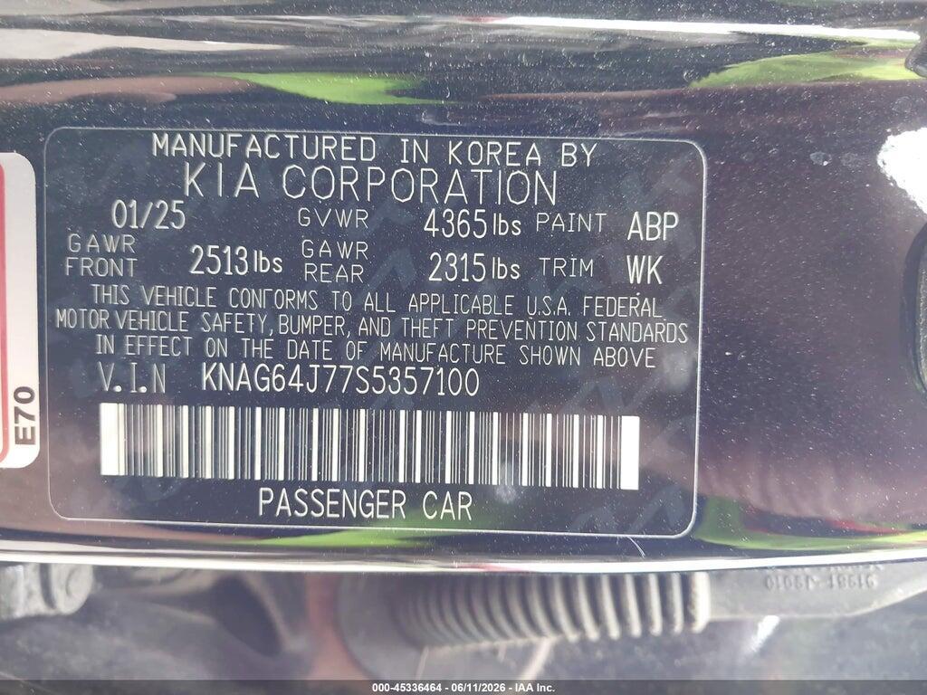 KNAG64J77S5357100 2025 KIA K5 photo no. 9