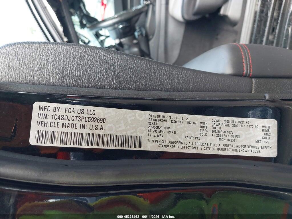 1C4SDJCT3PC592690 2023 DODGE DURANGO photo no. 9