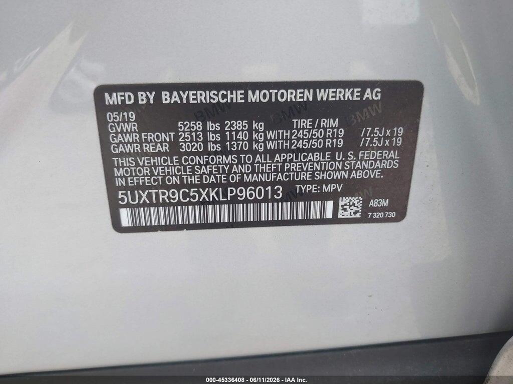 5UXTR9C5XKLP96013 2019 BMW X3 photo no. 9