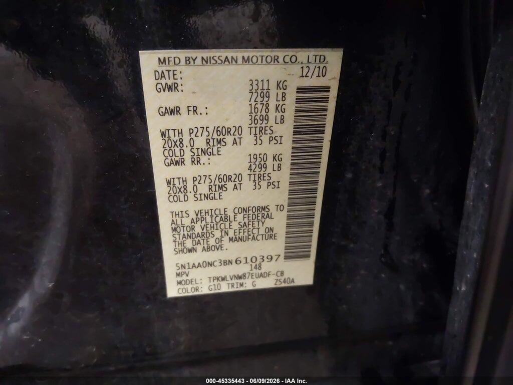 5N1AA0NC3BN610397 2011 NISSAN ARMADA photo no. 9