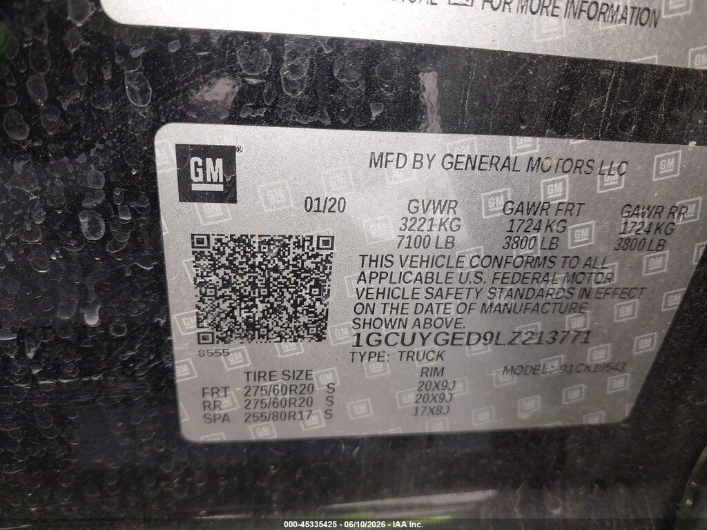 1GCUYGED9LZ213771 2020 CHEVROLET SILVERADO 1500 photo no. 9