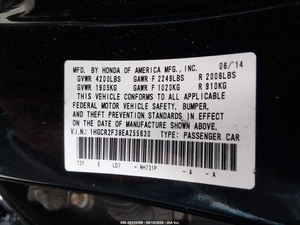 1HGCR2F38EA255630 2014 HONDA ACCORD photo no. 9