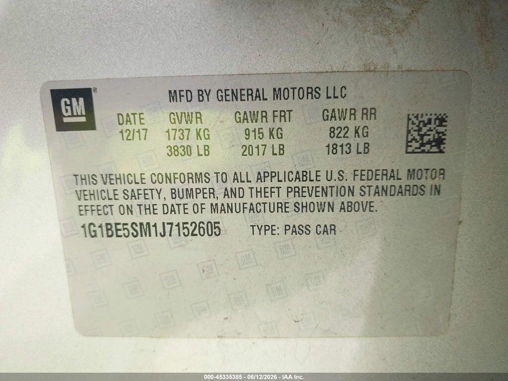 1G1BE5SM1J7152605 2018 CHEVROLET CRUZE photo no. 9