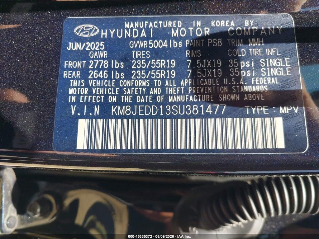 KM8JEDD13SU381477 2025 HYUNDAI TUCSON HYBRID photo no. 9