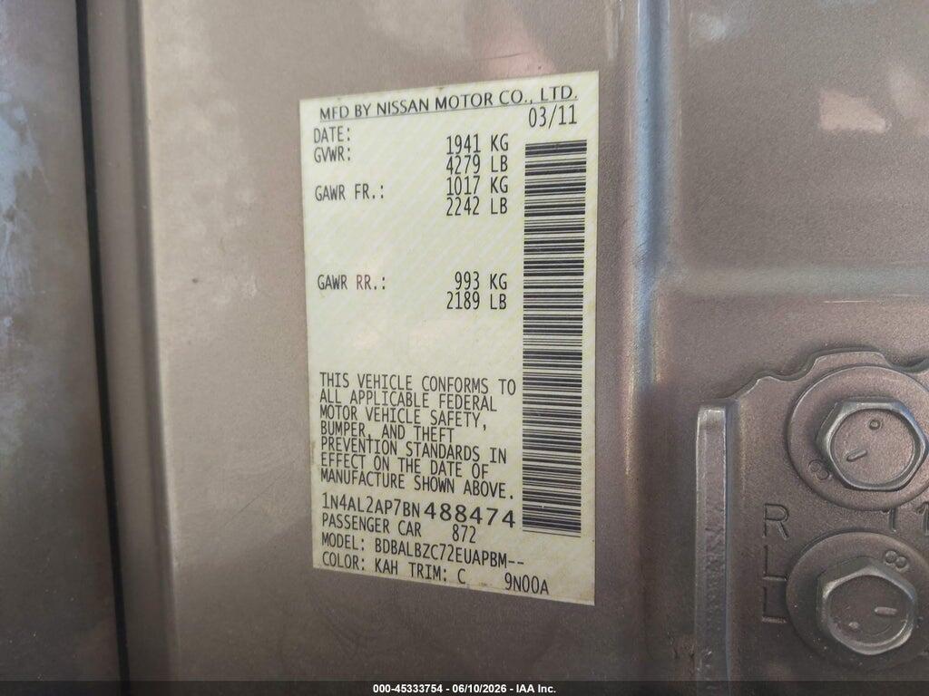 1N4AL2AP7BN488474 2011 NISSAN ALTIMA photo no. 9