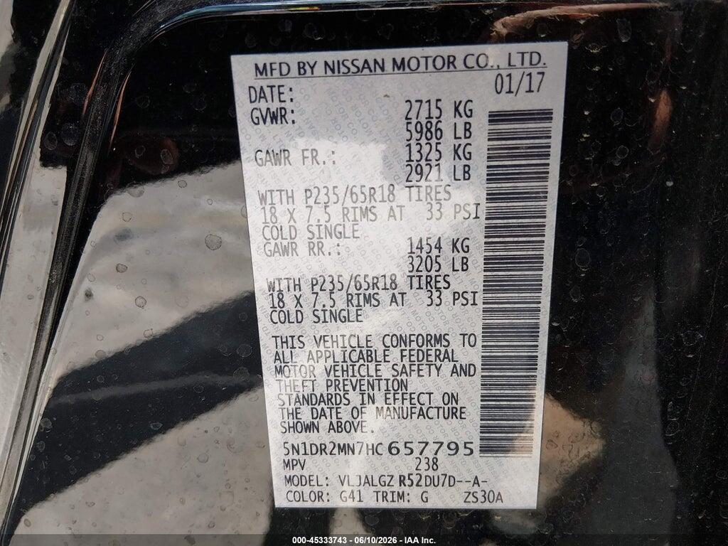 5N1DR2MN7HC657795 2017 NISSAN PATHFINDER photo no. 9