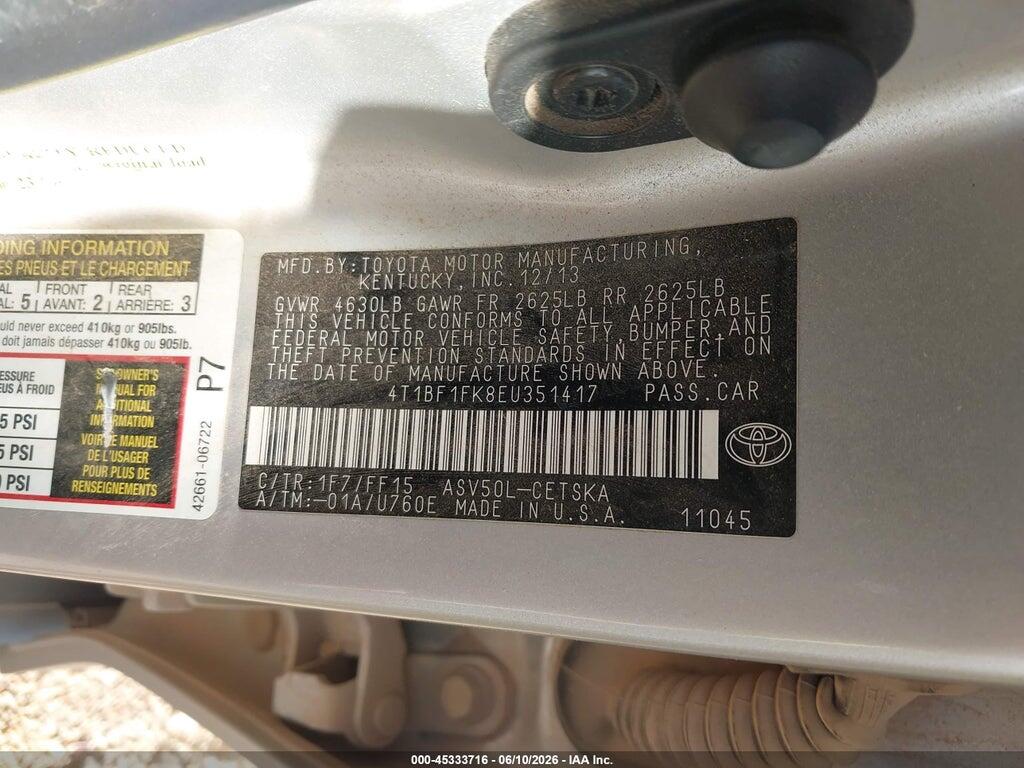 4T1BF1FK8EU351417 2014 TOYOTA CAMRY photo no. 9