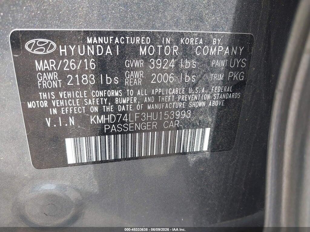 KMHD74LF3HU153993 2017 HYUNDAI ELANTRA photo no. 9