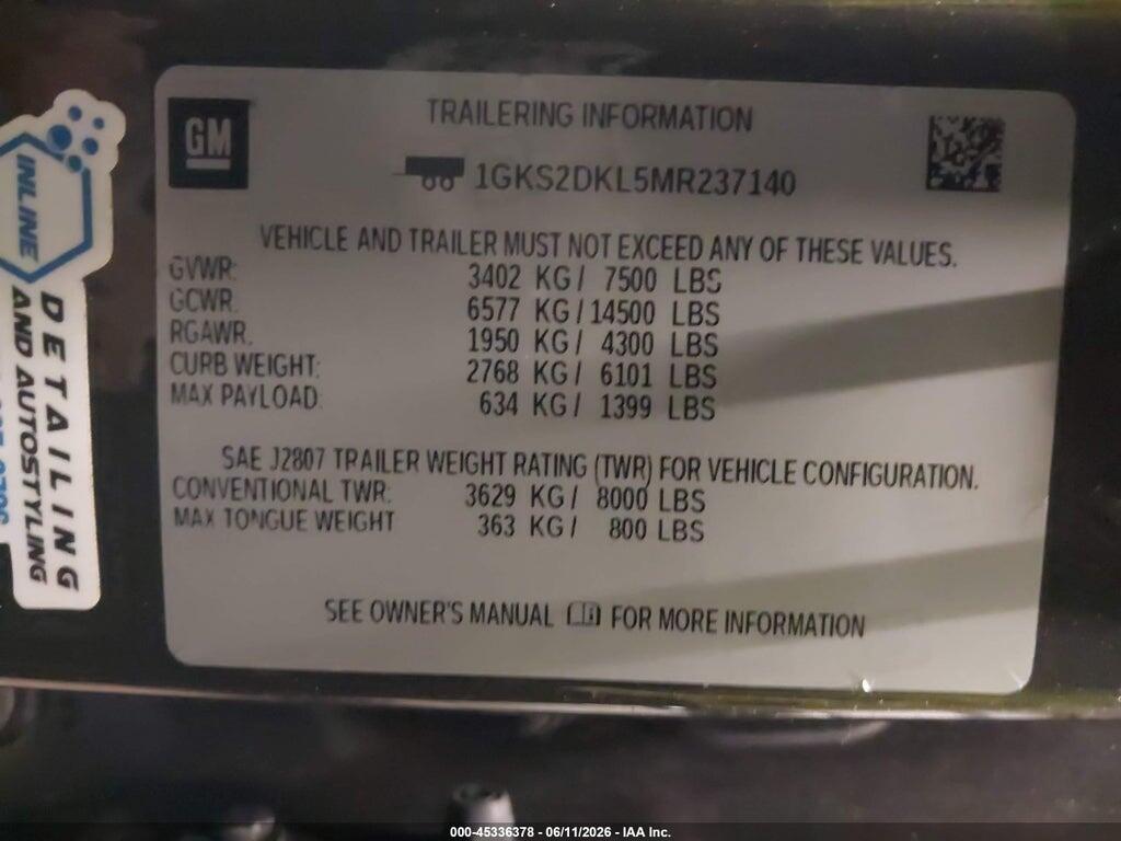 1GKS2DKL5MR237140 2021 GMC YUKON photo no. 9