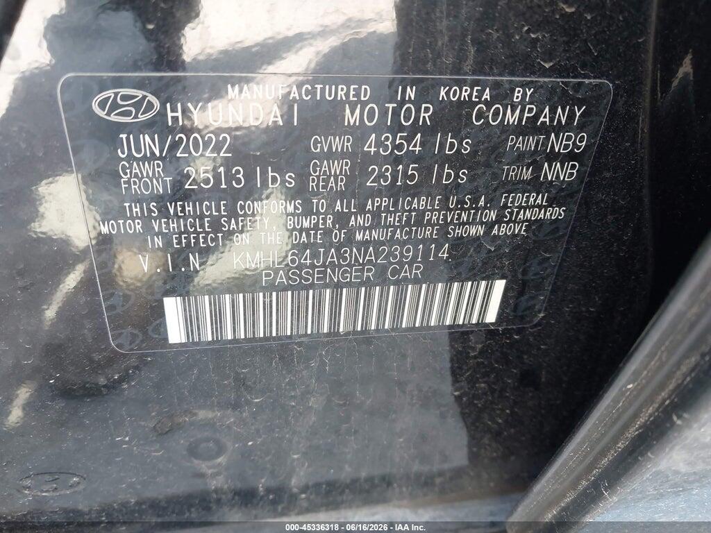 KMHL64JA3NA239114 2022 HYUNDAI SONATA photo no. 9