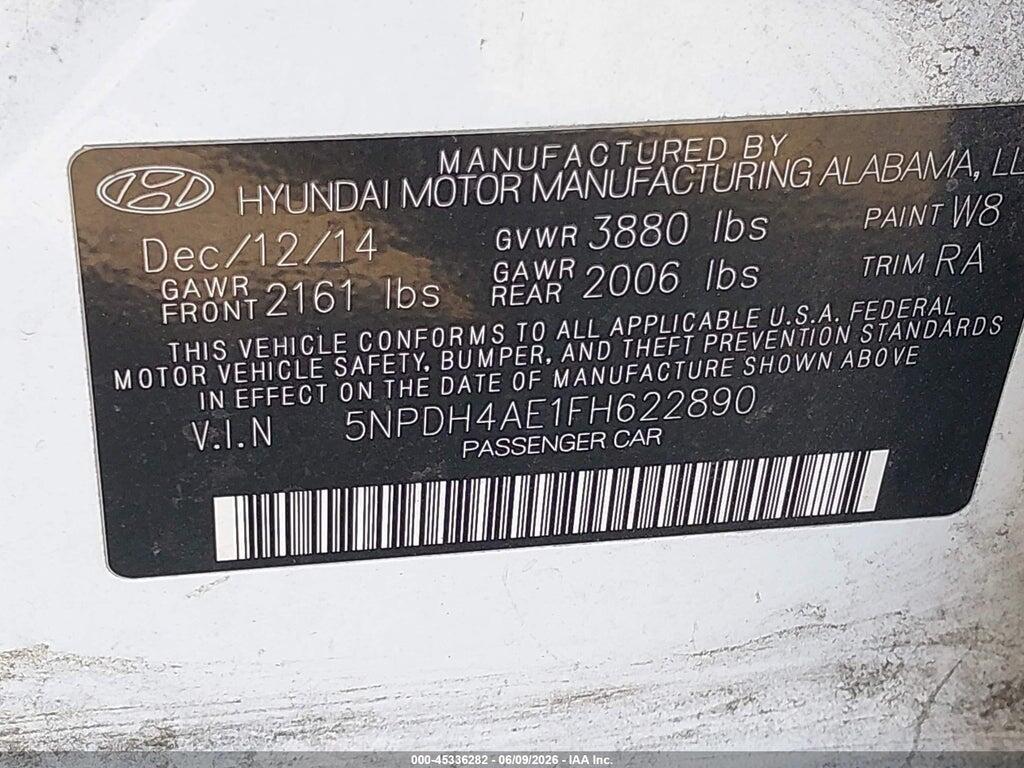 5NPDH4AE1FH622890 2015 HYUNDAI ELANTRA photo no. 9