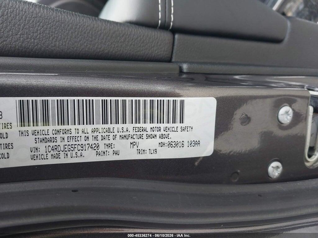 1C4RDJEG5FC917420 2015 DODGE DURANGO photo no. 9