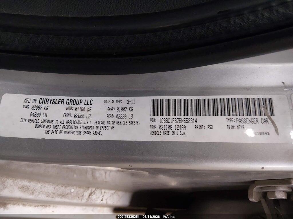 1C3BC1FB7BN552314 2011 CHRYSLER 200 photo no. 9