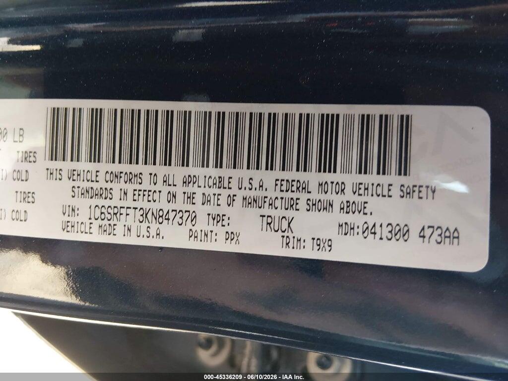 1C6SRFFT3KN847370 2019 RAM 1500 photo no. 9