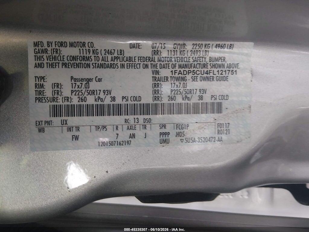 1FADP5CU4FL121751 2015 FORD C-MAX ENERGI photo no. 9