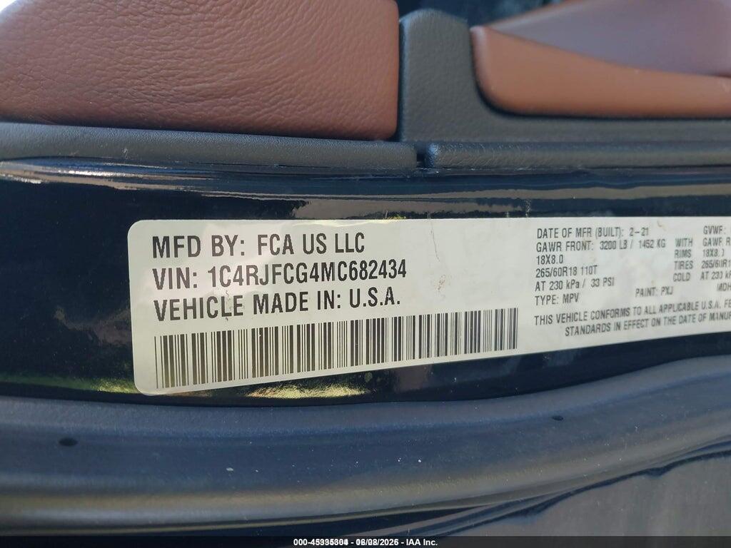 1C4RJFCG4MC682434 2021 JEEP GRAND CHEROKEE photo no. 9
