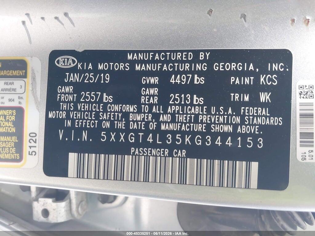 5XXGT4L35KG344153 2019 KIA OPTIMA photo no. 9