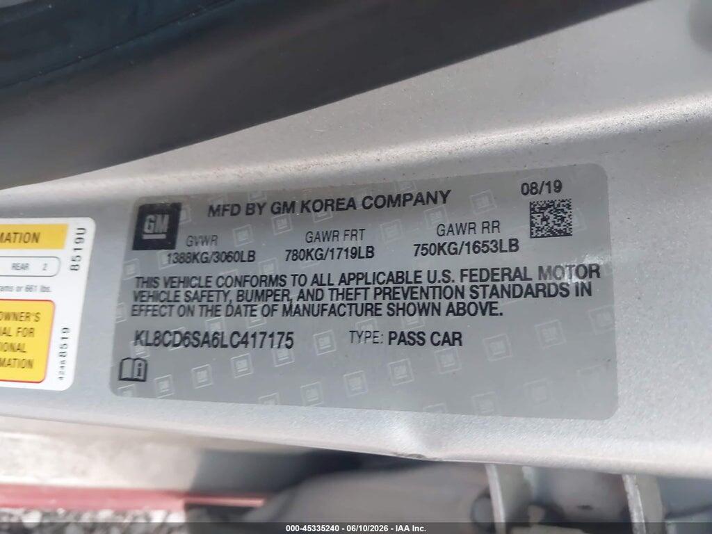 KL8CD6SA6LC417175 2020 CHEVROLET SPARK photo no. 9