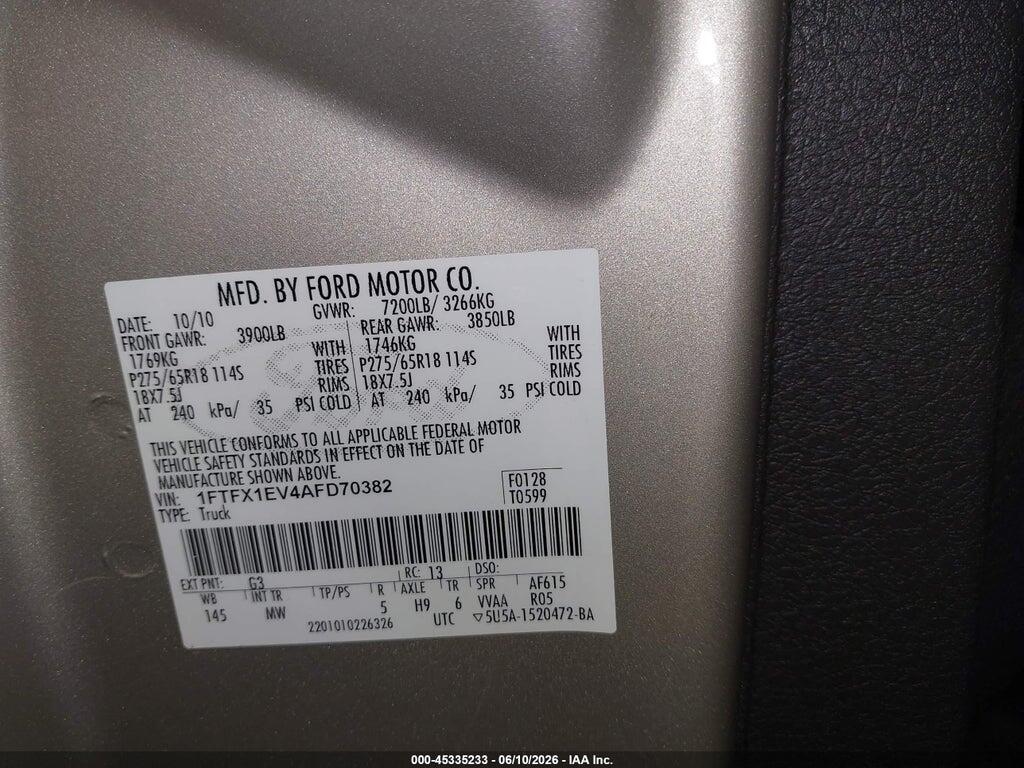 1FTFX1EV4AFD70382 2010 FORD F-150 photo no. 9