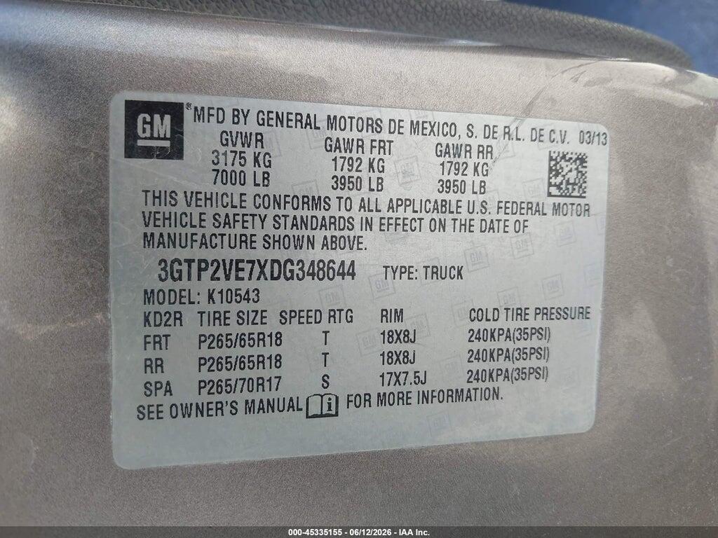 3GTP2VE7XDG348644 2013 GMC SIERRA 1500 photo no. 9