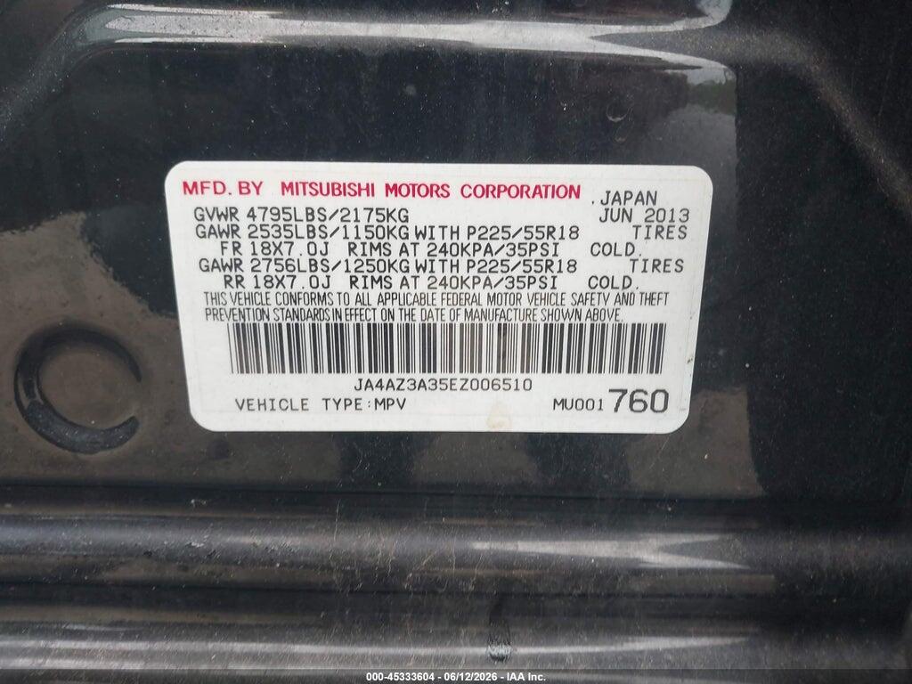 JA4AZ3A35EZ006510 2014 MITSUBISHI OUTLANDER photo no. 9