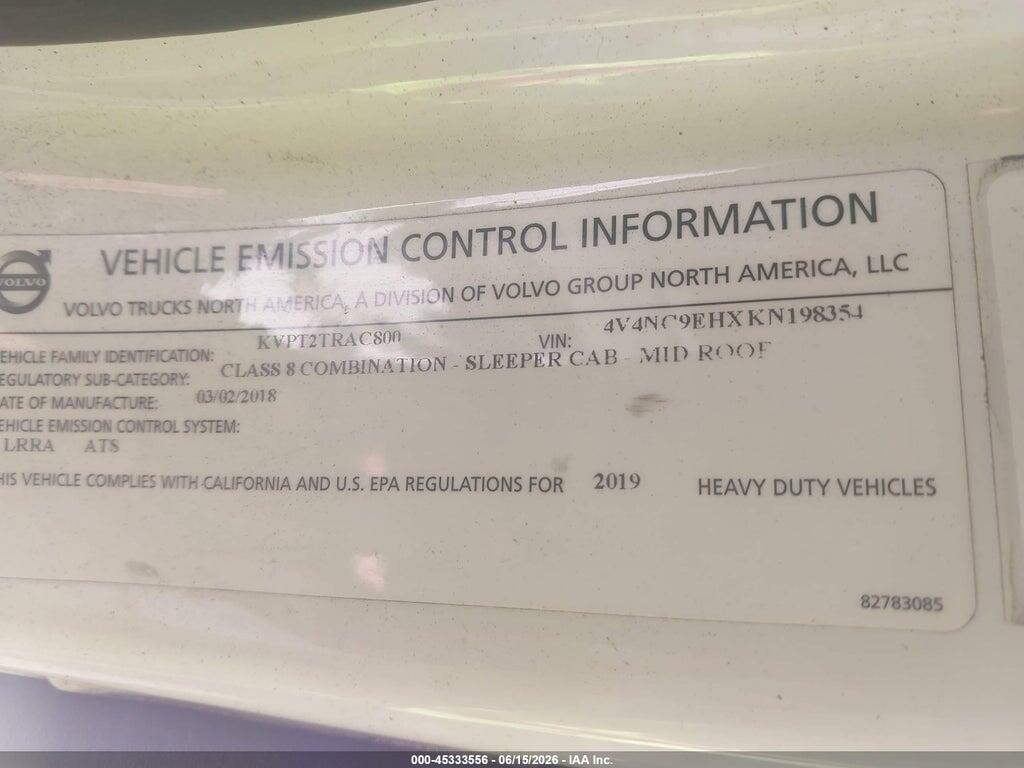 4V4NC9EHXKN198354 2019 VOLVO VNL photo no. 8