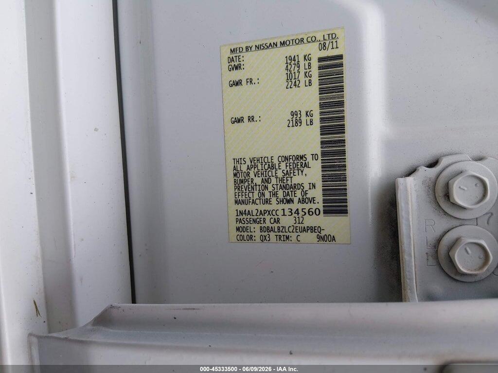 1N4AL2APXCC134560 2012 NISSAN ALTIMA photo no. 9