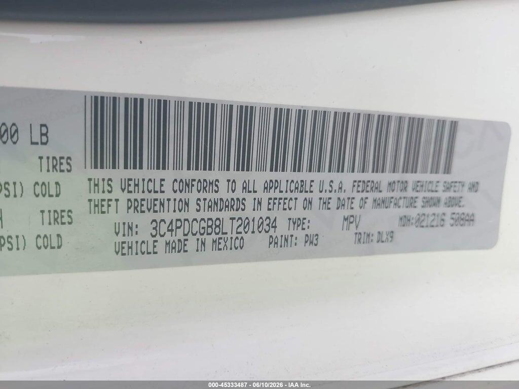 3C4PDCGB8LT201034 2020 DODGE JOURNEY photo no. 9