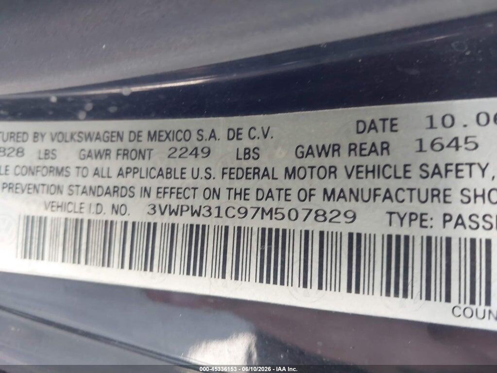 3VWPW31C97M507829 2007 VOLKSWAGEN NEW BEETLE photo no. 9