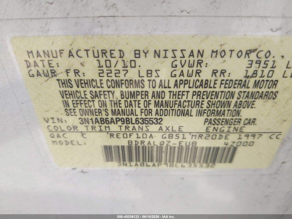 3N1AB6AP9BL635532 2011 NISSAN SENTRA photo no. 8