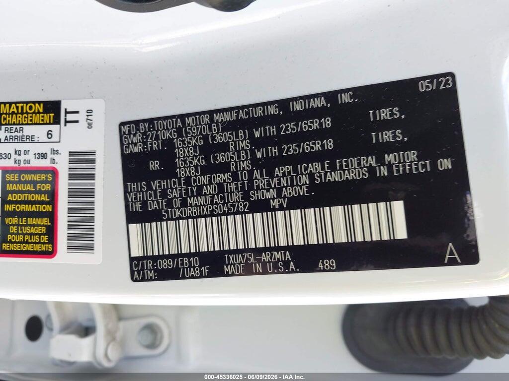 5TDKDRBHXPS045782 2023 TOYOTA HIGHLANDER photo no. 9