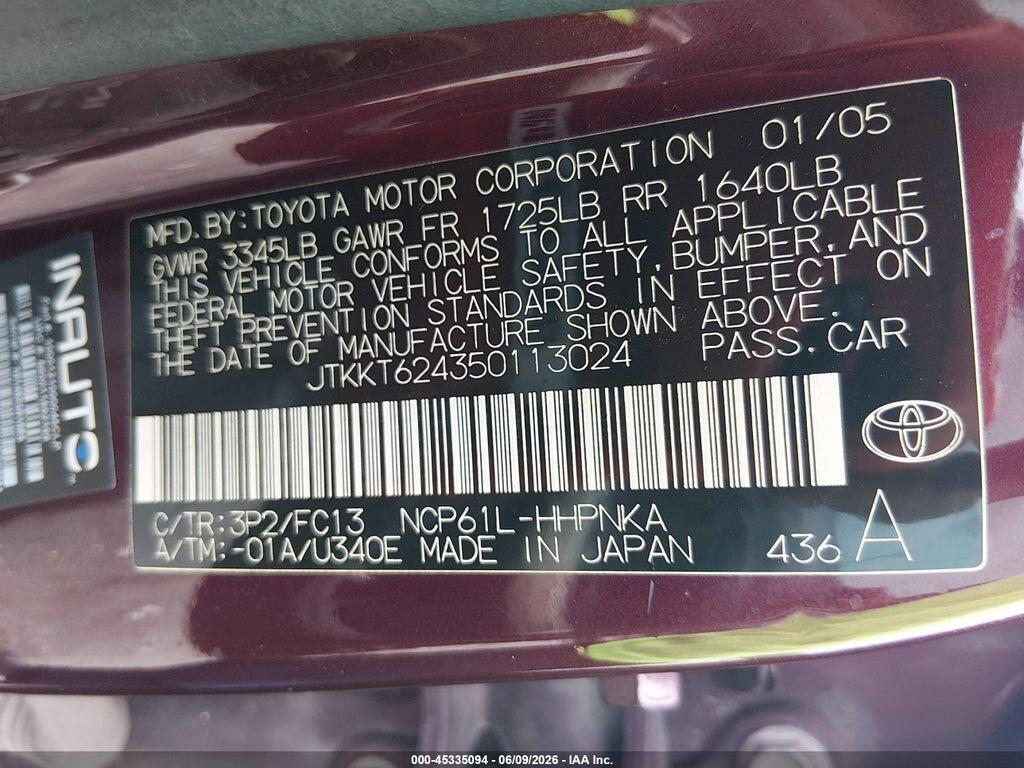JTKKT624350113024 2005 SCION XA photo no. 9