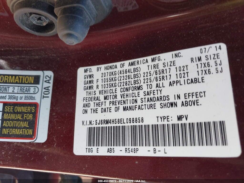 5J6RM4H58EL098858 2014 HONDA CR-V photo no. 9