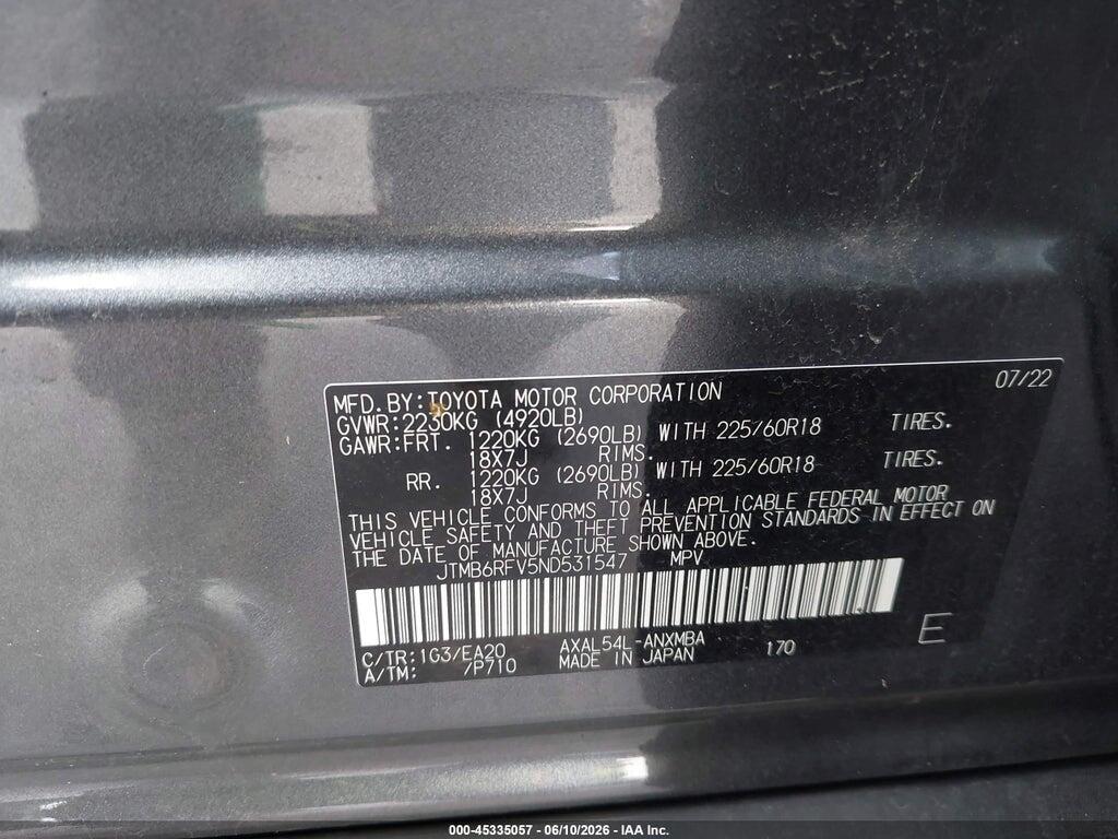 JTMB6RFV5ND531547 2022 TOYOTA RAV4 HYBRID photo no. 9