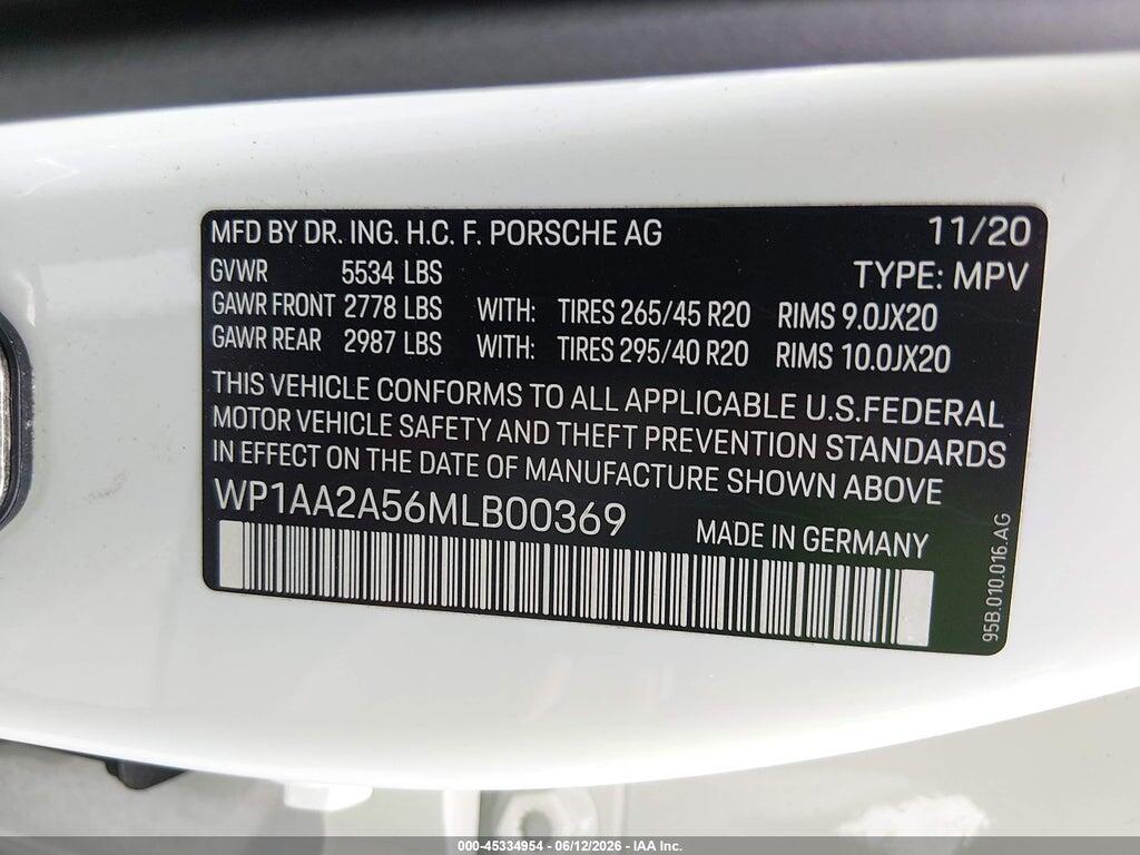 WP1AA2A56MLB00369 2021 PORSCHE MACAN photo no. 9