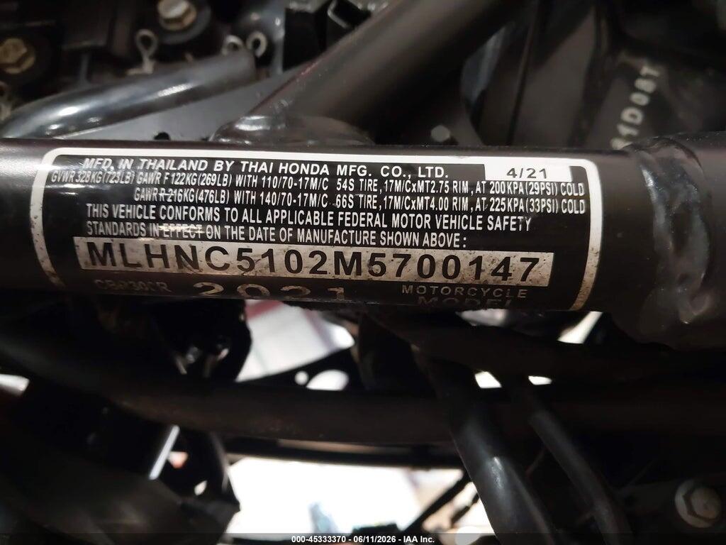 MLHNC5102M5700147 2021 HONDA CBR300 photo no. 10