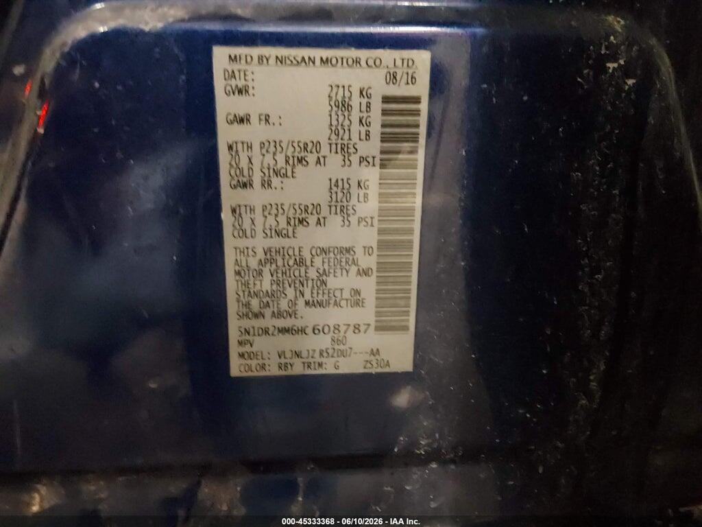 5N1DR2MM6HC608787 2017 NISSAN PATHFINDER photo no. 9