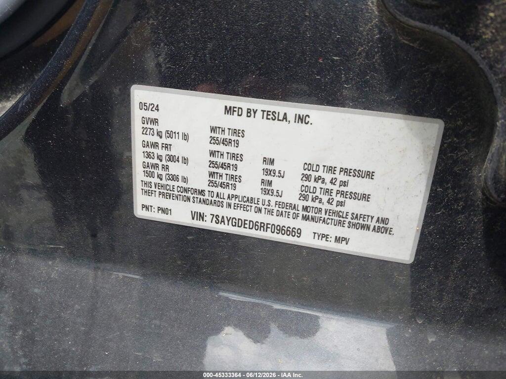 7SAYGDED6RF096669 2024 TESLA MODEL Y photo no. 9