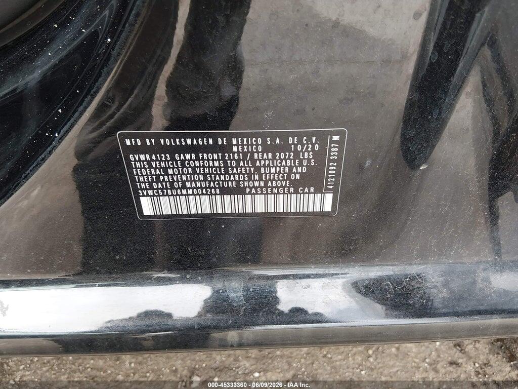 3VWC57BU6MM004268 2021 VOLKSWAGEN JETTA photo no. 9