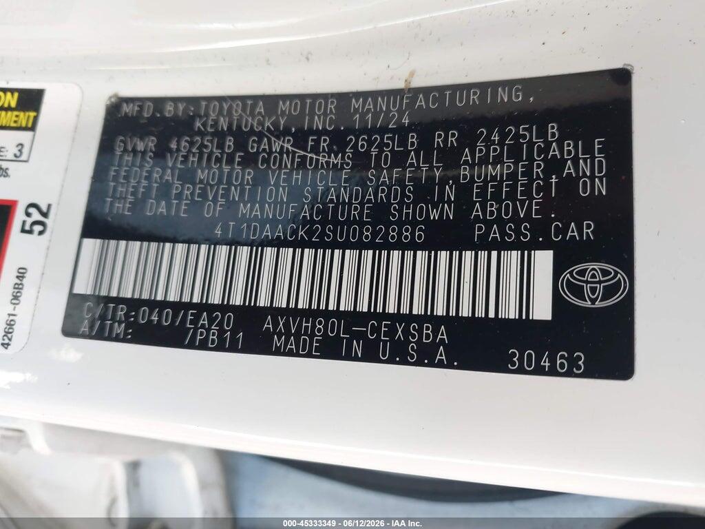 4T1DAACK2SU082886 2025 TOYOTA CAMRY photo no. 9