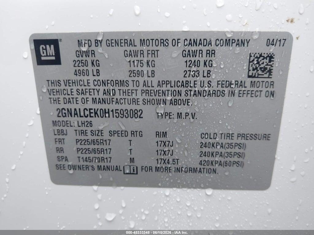 2GNALCEK0H1593082 2017 CHEVROLET EQUINOX photo no. 9