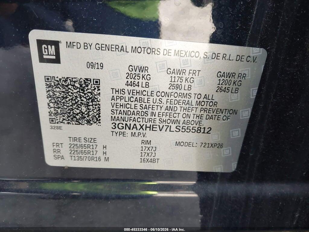 3GNAXHEV7LS555812 2020 CHEVROLET EQUINOX photo no. 9